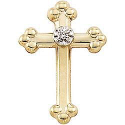 14K Yellow Gold Cross Lapel Diamond Pinyellow 