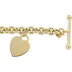 14K Yellow Gold Bracelet With Heart - 7 inchesyellow 