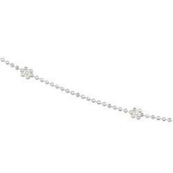 Sterling Silver Diamond Cut Bead Chain With Flower Design- 7 inchessterling 