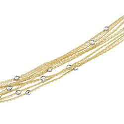 14K Yellow Gold 7 Strand Mesh Chain With White Gold Diamond Cut Beads - 7 1/2 inchesyellow 