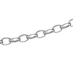 14K White Gold Hollow Diamond Cut Rolo Bracelet - 7.50 incheswhite 