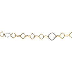 14K Two Tone Gold Square Link Chain - 7.25 inchestwo 