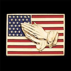 10K Yellow Gold Red, White, & Blue Flag & Praying Hands Lapel Pinyellow 