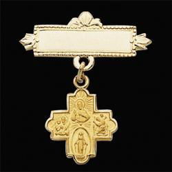 14K Yellow Gold 4-Way Cross Baptismal Pinyellow 