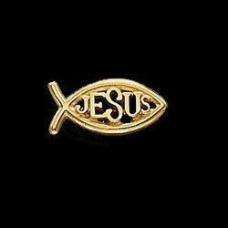 14K Yellow Gold Fish & "Jesus" Lapel Pinjesus 