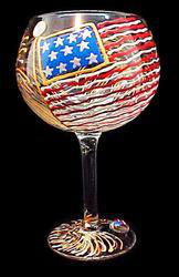 America's Flag Design - Hand Painted -  Grande Goblet - 17.5 oz..america 
