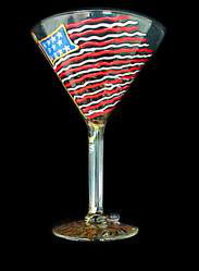 America's Flag Design - Hand Painted -  Grande Martini - 10 oz.america 