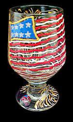 America's Flag Design - Hand Painted -  High Ball - All Purpose Glass - 10.5 oz.america 