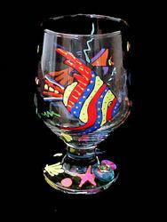 Angel Fish Design - Hand Painted - High Ball - All Purpose Glass - 10.5 oz.angel 