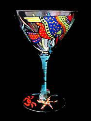 Angel Fish Design - Hand Painted - Martini - 7.5 oz.angel 