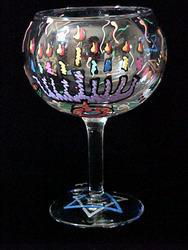 Hanukkah Happiness Design - Hand Painted -Grande Goblet - 17.5 oz.hanukkah 