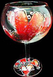 Hearts of Fire Design - Hand Painted - Grande Goblet - 17.5 oz.hearts 