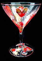 Hearts of Fire Design - Hand Painted - Grande Martini - 10 oz.hearts 
