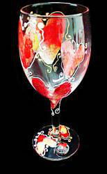 Hearts of Fire Design - Hand Painted - Grande Wine -16 oz.hearts 