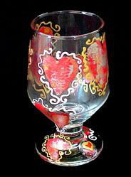 Hearts of Fire Design - Hand Painted - High Ball - All Purpose Glass - 10.5 oz.hearts 