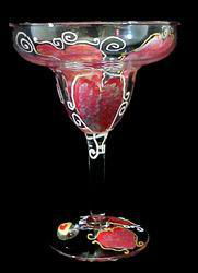 Hearts of Fire Design - Hand Painted - Margarita - 9 oz.hearts 