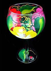 Hibiscus Design - Hand Painted - Goblet - 12.5 oz.hibiscus 
