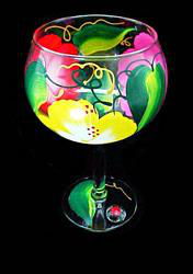 Hibiscus Design - Hand Painted - Grande Goblet - 17.5 oz..hibiscus 