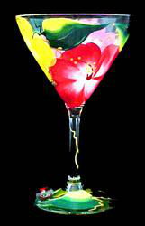 Hibiscus Design - Hand Painted - Martini - 7.5 oz.hibiscus 