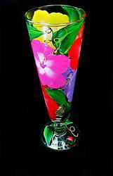 Hibiscus Design - Hand Painted - Pilsner - 10 oz.hibiscus 