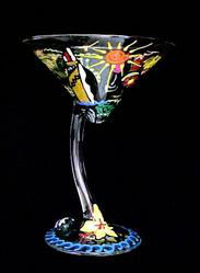 Kismet Cruise Design - Hand Painted - Sexy Martini - 7 oz. (curved stem)kismet 