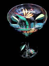 Bird of Paradise Design - Hand Painted - Margarita - 9 oz.bird 