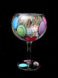 Birthday Balloons Design - Hand Painted - Goblet - 12.5 oz.birthday 