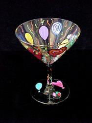 Birthday Balloons Design - Hand Painted - Grande Martini - 10 oz.birthday 