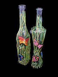 Butterfly Meadow Design - Hand Painted - All Purpose 16 oz. and V Bottles with pour spoutsbutterfly 