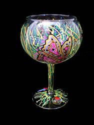 Butterfly Meadow Design - Hand Painted - Goblet - 12.5 oz.butterfly 