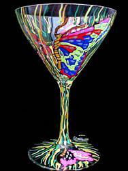 Butterfly Meadow Design - Hand Painted - Grande Martini - 10 oz.butterfly 