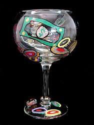 Casino Cards & Chips Design - Hand Painted - Goblet - 12.5 oz.casino 