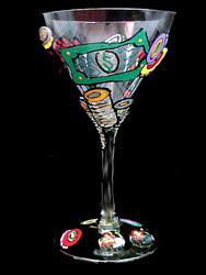 Casino Cards & Chips Design - Hand Painted - Martini - 7.5 oz.casino 