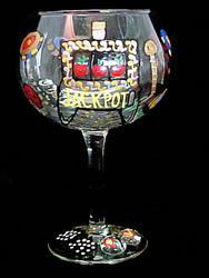 Casino Magic Slots Design  - Hand Painted - Grande Goblet - 17.5 oz..casino 