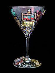 Casino Magic Slots Design  - Hand Painted - Martini - 7.5 oz.casino 