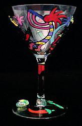 Chilies & Kokopelli Design - Hand Painted - Grande Martini - 10 oz.chilies 