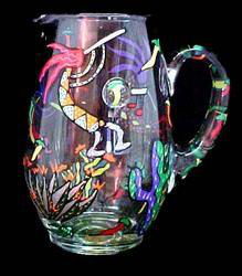 Chilies & Kokopelli Design - Hand Painted - Margarita/Beverage Pitcher - 67 oz.chilies 