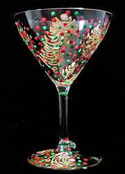 Christmas Trees Design - Hand Painted - Grande Martini - 10 oz.christmas 