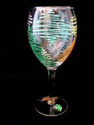 Fanciful Forest Design - Hand Painted - Wine Glass - 8 oz.fanciful 