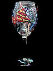 Fantasy Fish Design - Hand Painted - Grande Wine - 16 oz..fantasy 