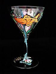 Fantasy Fish Design - Hand Painted - Martini - 7.5 oz.fantasy 