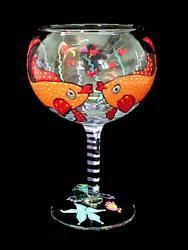 Flirty Fish Design - Hand Painted - Goblet - 12.5 oz.flirty 