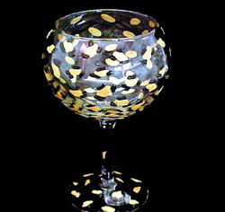 Gold Leopard Design - Hand Painted - Goblet - 12.5 oz.gold 