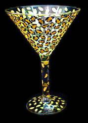 Gold Leopard Design - Hand Painted - Grande Martini - 10 oz.gold 