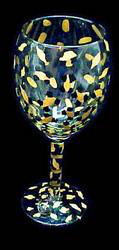 Gold Leopard Design - Hand Painted - Grande Wine - 16 oz..gold 