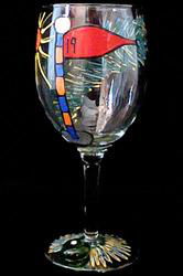 Golf - 19th Hole Design - Hand Painted - Grande Wine -16 oz.golf 