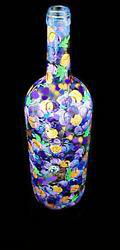 Grapes & Vines Design - Hand Painted - Wine Bottle with Hand Painted Stoppergrapes 