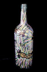 Mardi Gras Mask Design - Hand Painted - Wine Bottle with Hand Painted Stoppermardi 