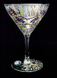 Mardi Gras Mask Design - Hand Painted - Grande Martini - 10 oz.mardi 