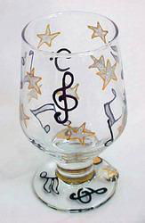 Musical Stars Design - Hand Painted - High Ball - All Purpose Glass - 10.5 oz.hand 